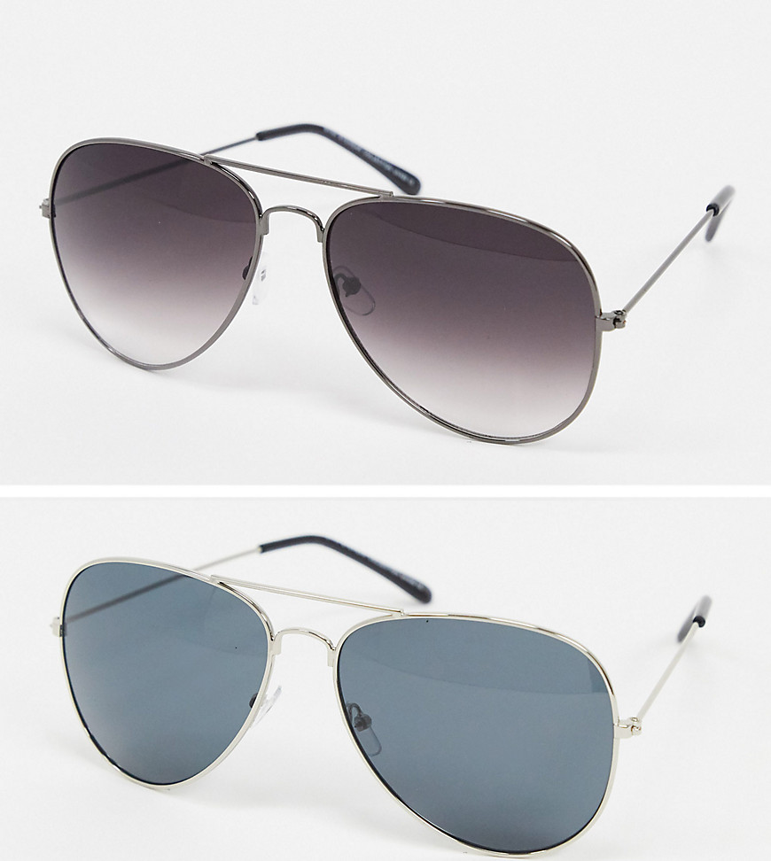 SVNX - Set da 2 occhiali da sole modello aviatore classici-Multicolore