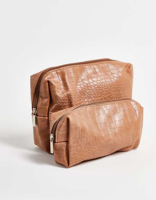 SVNX - Set van 2 make-up tasjes in bruin