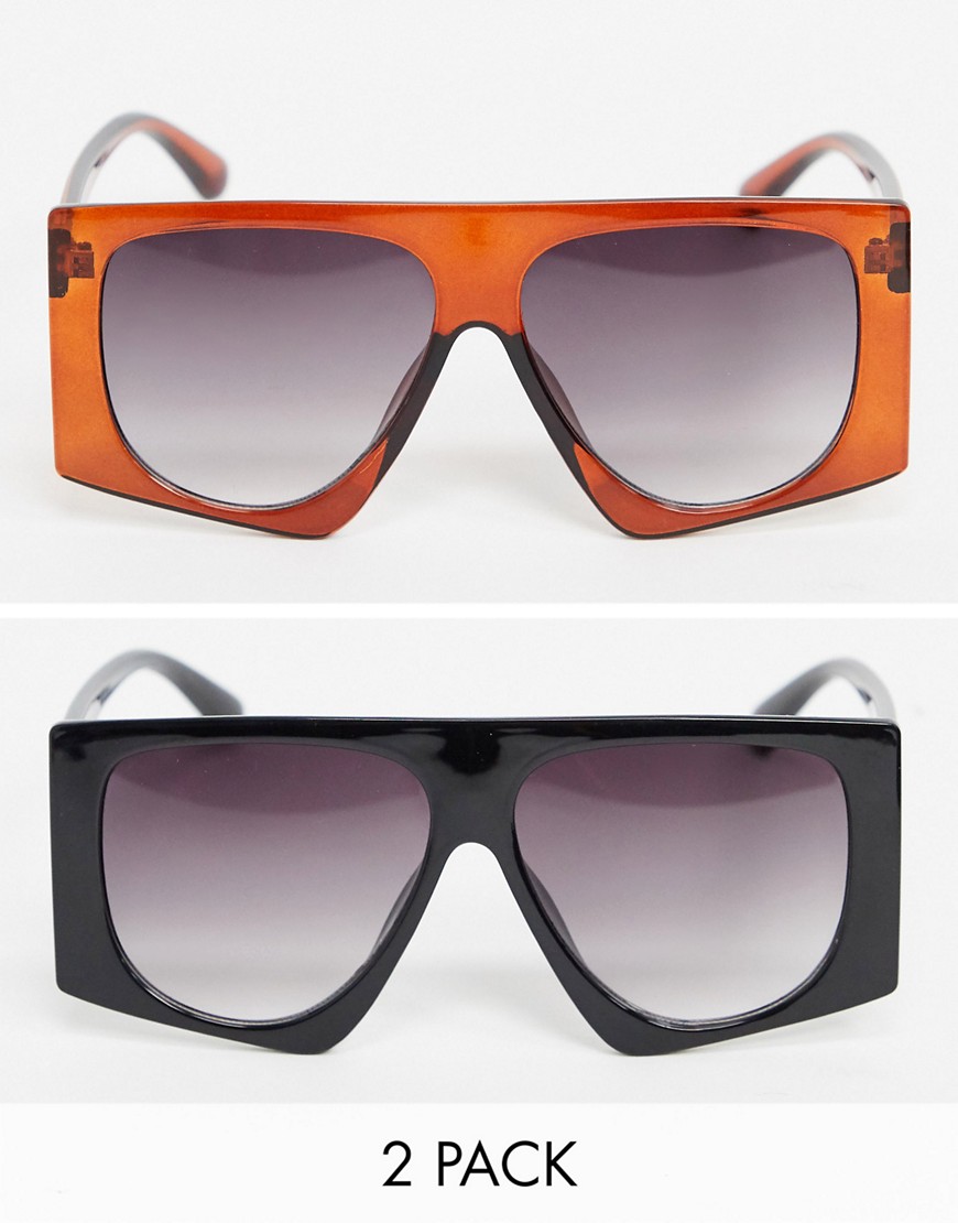 SVNX - Set van 2 zonnebrillen in zwart en roestbruin