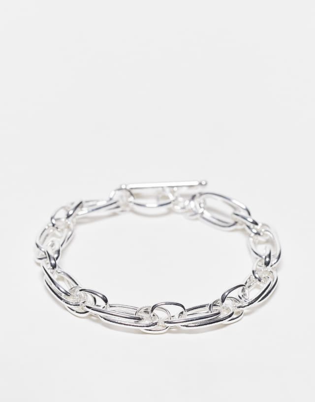 SVNX silver chain bracelet with T bar clasp