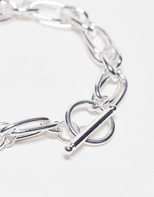 SVNX silver chain bracelet with T bar clasp ASOS