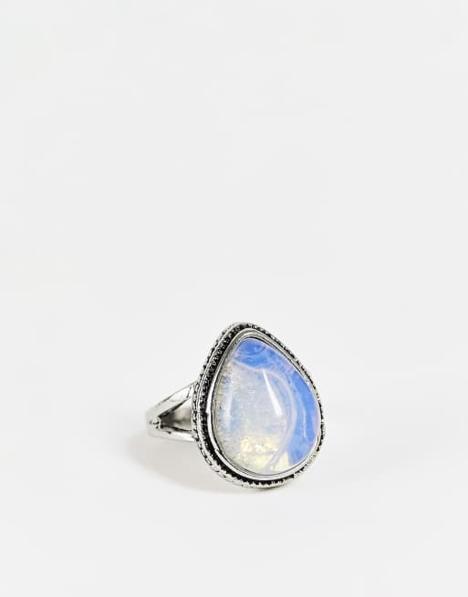 SVNX silver ring with iridescent stone