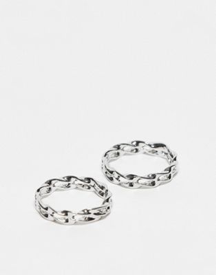 SVNX silver textured ring set