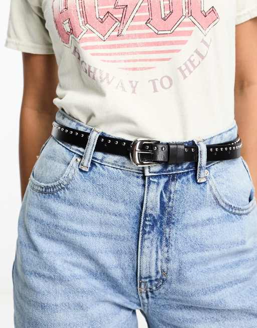 SVNX - Skinny riem met gesp in zwart