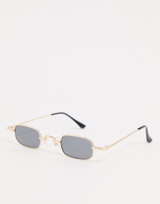 SVNX small square sunglasses in gold with smoke lens