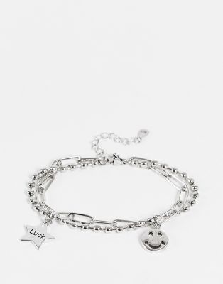 SVNX SVNX smile face and star charm beaded bracelet-Multi