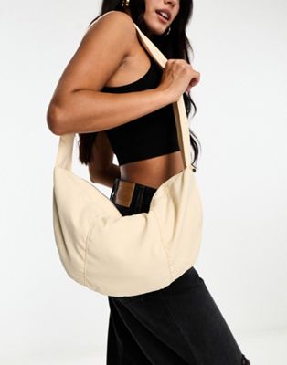 SVNX soft shoulder bag with ruched strap in cream - ASOS Price Checker