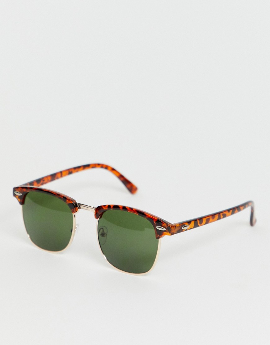 SVNX – Spräckliga solglasögon med bågar i retrostil-Brun