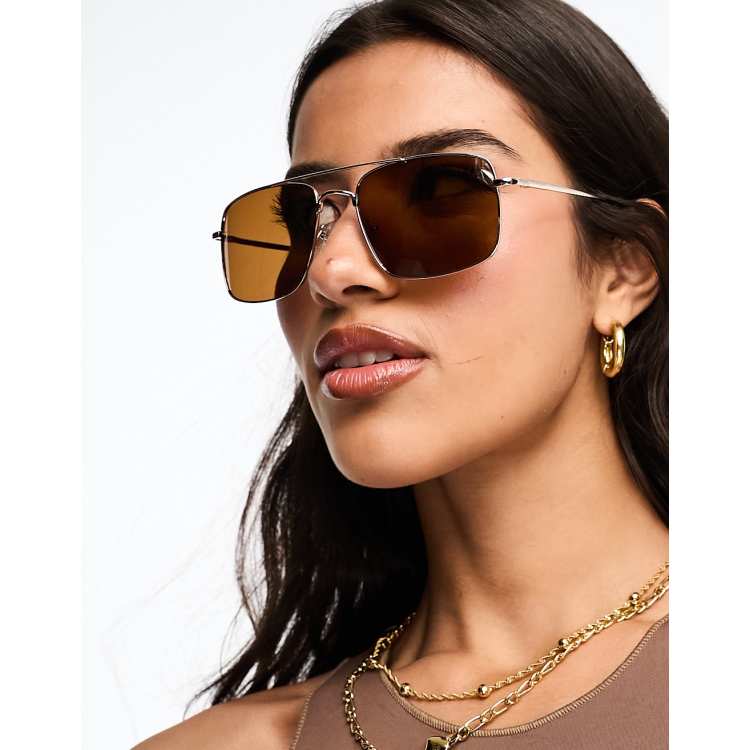 Aviator Square Sunglasses in Brown