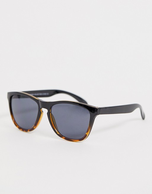 SVNX square frame sunglasses in black and tort mix