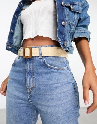SVNX straw belt with contrast buckle in cream