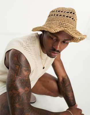 SVNX SVNX straw bucket hat in natural-Neutral