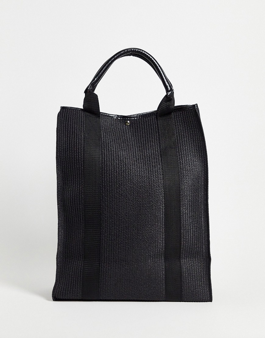 SVNX straw tote bag-Black