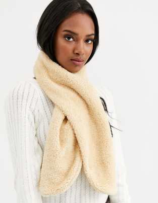 SVNX teddy bear scarf in beige