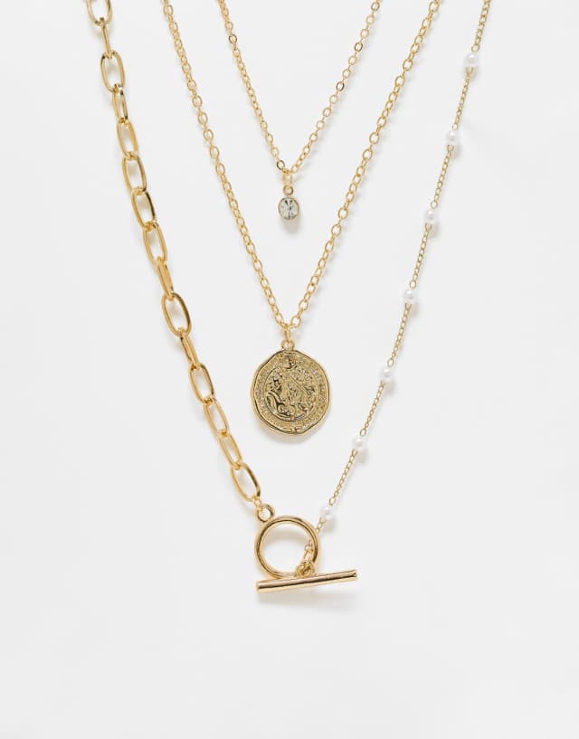 SVNX tiered necklace in gold