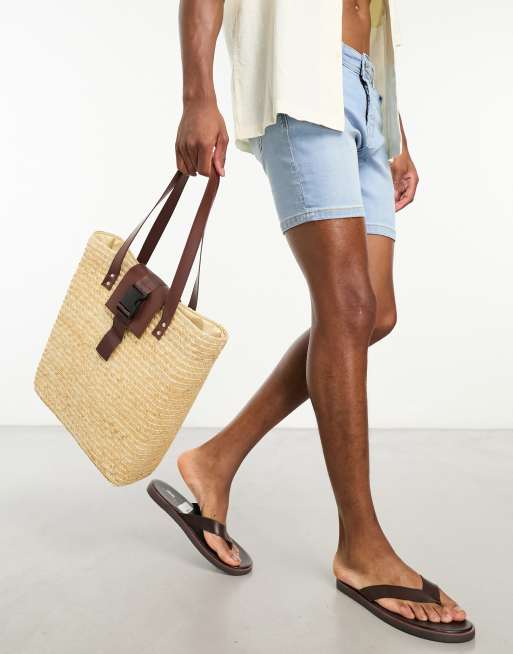 SVNX - Tote tas van stro met afwerking