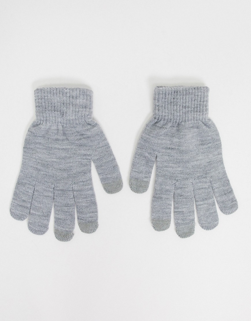 SVNX touch screen gloves in gray heather-Grey