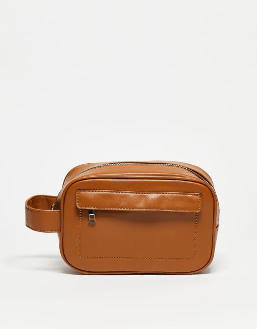 SVNX - Trousse de toilette imitation cuir - Marron clair