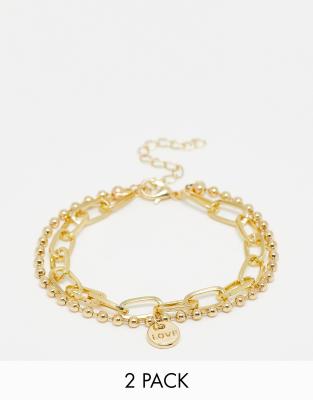 SVNX two pack bracelet in gold chain and pendant details