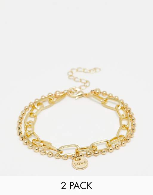 SVNX two pack bracelet in gold chain and pendant details