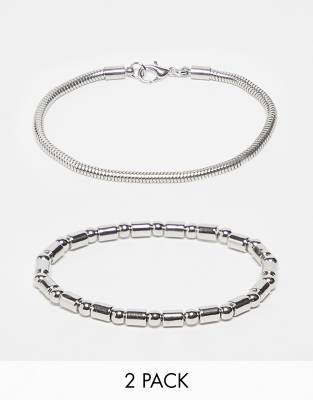 SVNX SVNX two pack of bracelets in silver