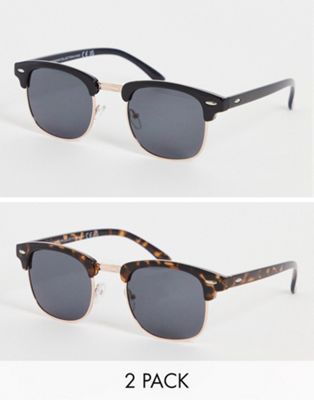 SVNX two pack sunglasses in classic prints