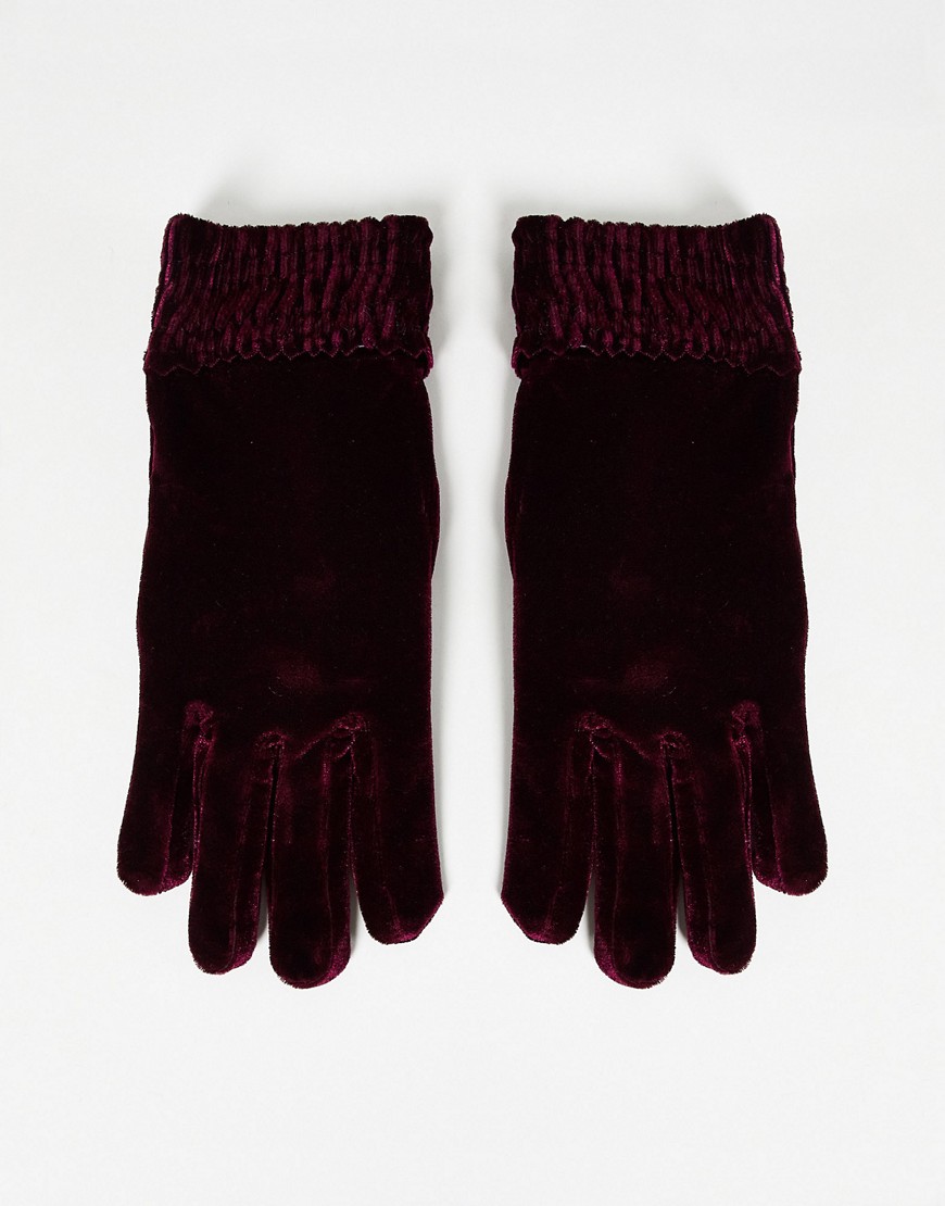 SVNX velvet gloves in purple-Brown