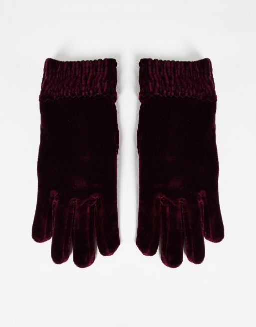 SVNX velvet gloves in purple