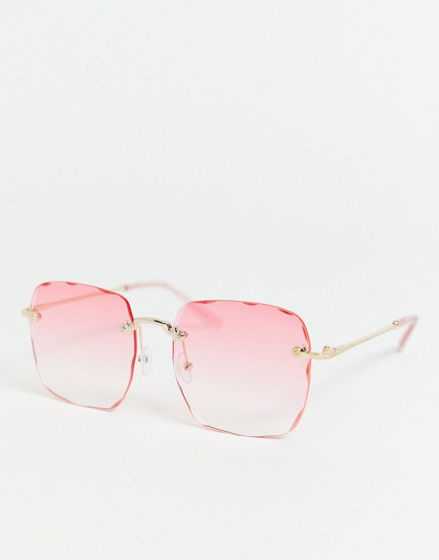 SVNX - Vierkante zonnebril met mooie verlopende tint glas-Roze