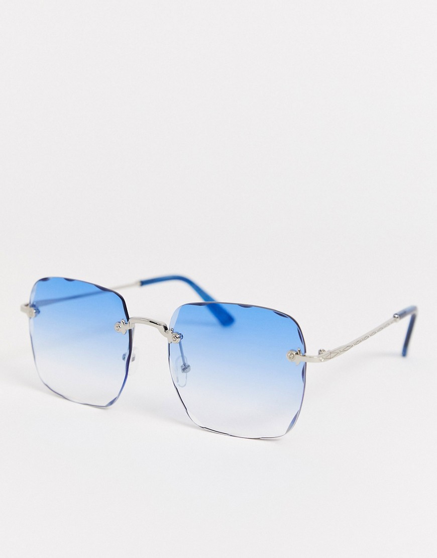 SVNX - Vierkante zonnebril met mooie verlopende tint glas-Blauw