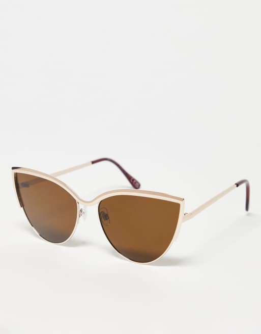 SVNX wire frame extreme cat eye sunglasses in brown