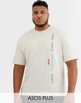 фото Свободная футболка с фотопринтом asos white plus-бежевый