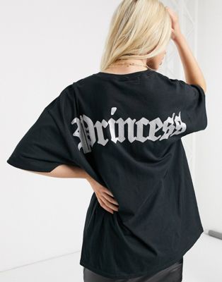 фото Свободная футболка с принтом \"princess\" на спине hnr ldn-черный honour