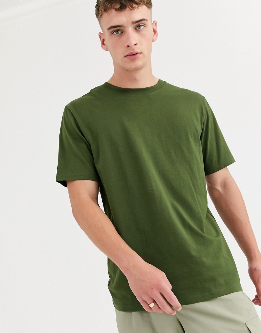 фото Свободная футболка цвета хаки weekday-зеленый