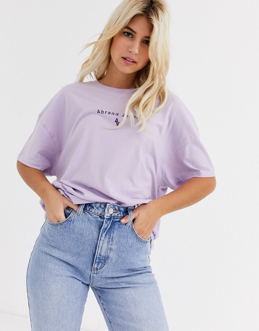 фото Свободная футболка в винтажном стиле abrand-фиолетовый abrand denim