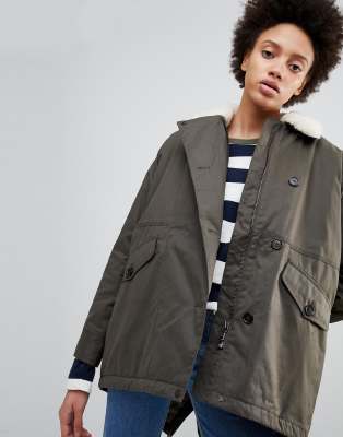 Свободная парка с воротником \"борг\" Parka London Zoe-Зеленый
