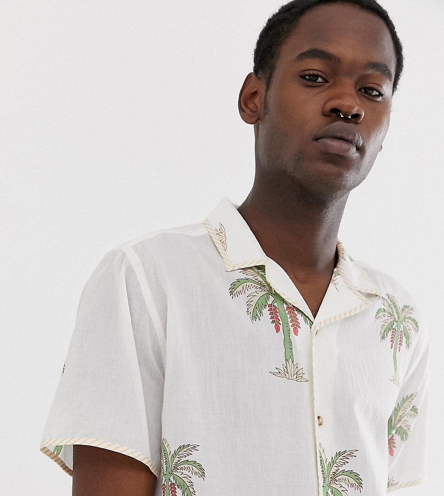 фото Свободная рубашка с пальмовым принтом asos design tall-белый