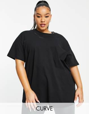 фото Свободная хлопковая футболка asos 4505 curve-черный asos 4505