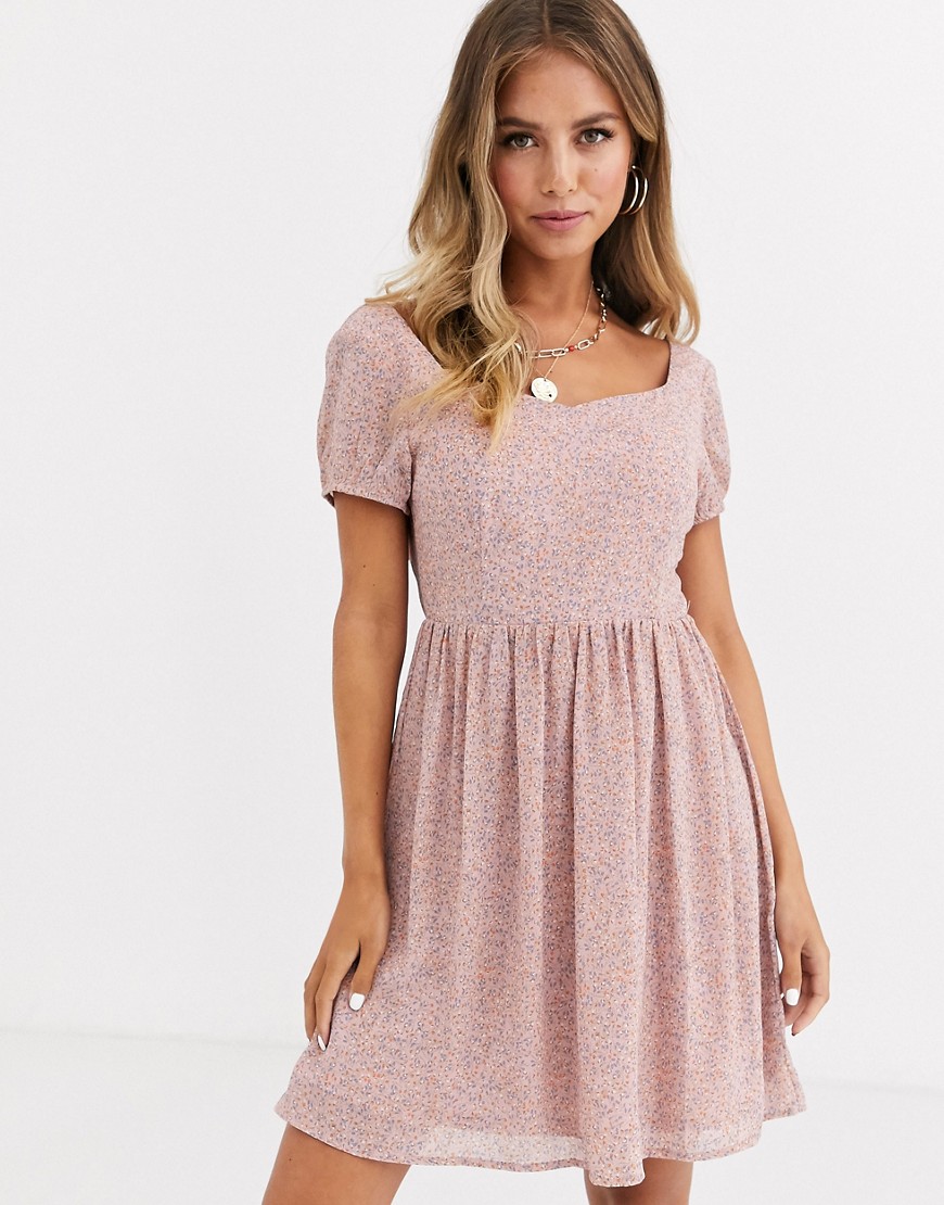 Свободное короткое платье с винтажным цветочным принтом Daisy Street-Розовый