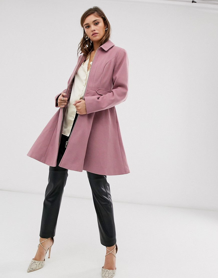 Свободное пальто с молнией ASOS DESIGN-Розовый