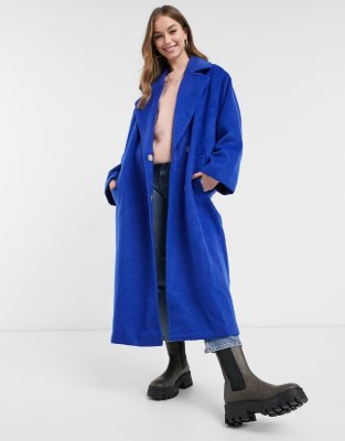 фото Свободное пальто в стиле oversized кобальтового синего цвета asos design-голубой