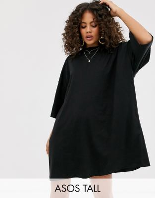 фото Свободное платье-футболка asos design tall-черный asos tall