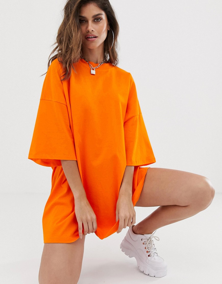 фото Свободное платье-футболка asos design-оранжевый