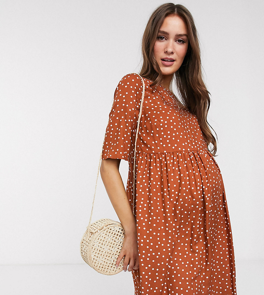 фото Свободное платье мини в горошек asos design maternity-мульти asos maternity