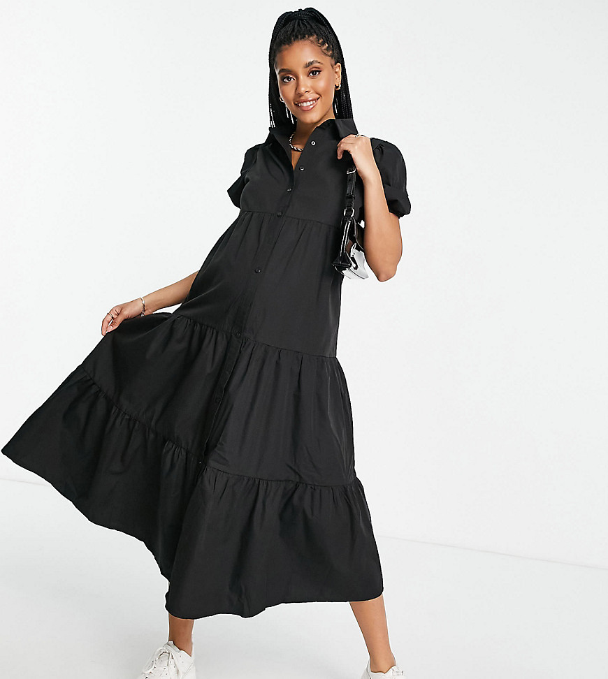 фото Свободное платье-рубашка мидакси черного цвета missguided maternity-черный цвет