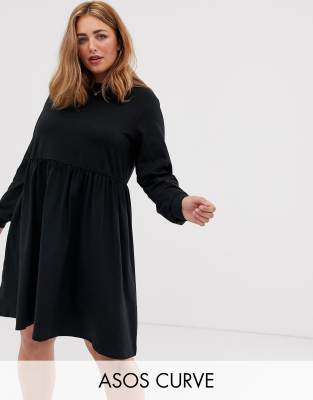 фото Свободное платье с длинными рукавами asos design curve-черный asos curve