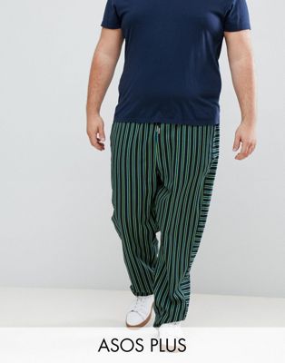 фото Свободные брюки с контрастными полосатыми вставками asos design plus-темно-синий