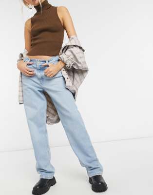 Светлые джинсы Свободные джинсы прямого кроя с завышенной талией Levi's-Голубой