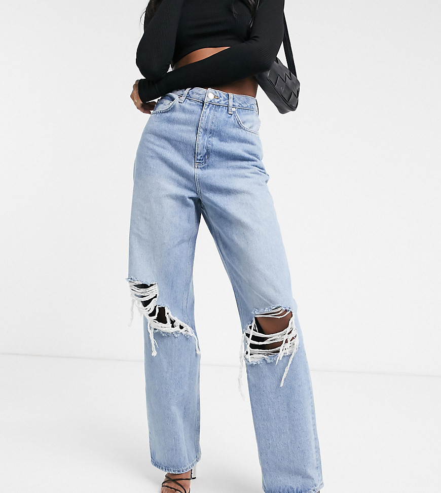 фото Свободные рваные джинсы в винтажном стиле с завышенной талией asos design tall-синий asos tall