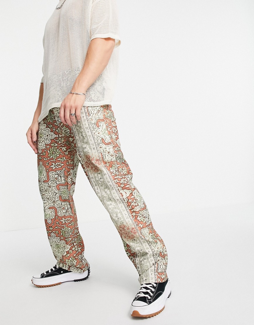 фото Свободные тканые джинсы с мозаичным принтом jaded london-multi
